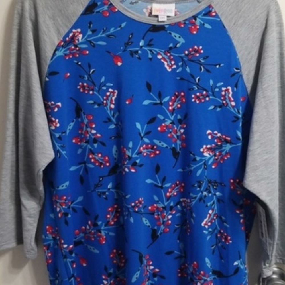 Lularoe Blue and Gray Randy Baseball Tee